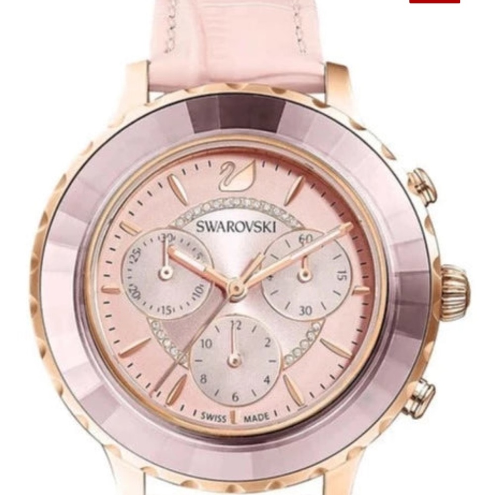 Swarovski Pink and Gold Chronograph Watch